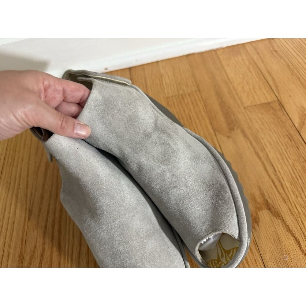 Fly London womens EU 39 US 8 8.5 Yone Peep Toe suede leather wedge heels beige - Picture 7 of 11